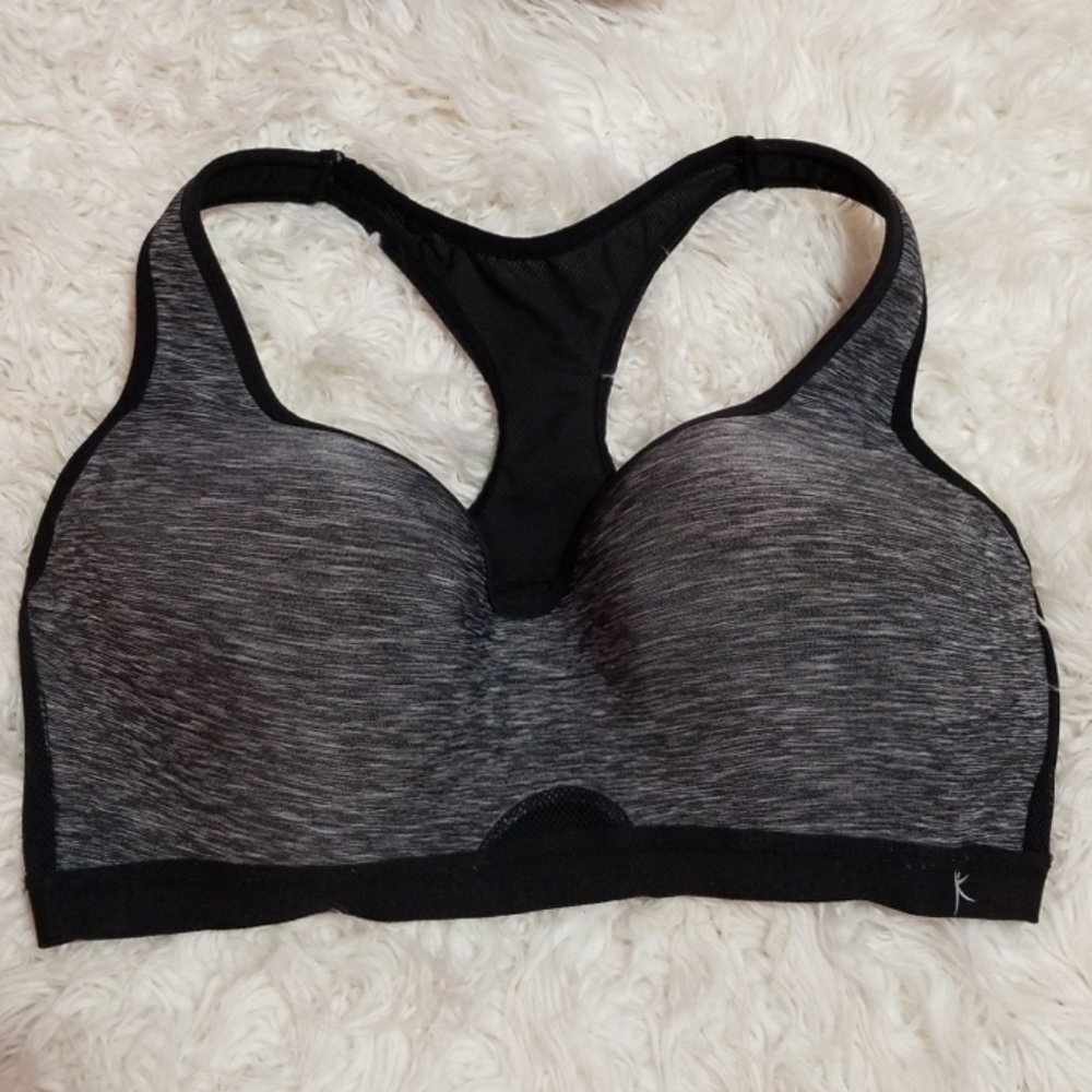 Danskin Now Heathered Black Racerback Sports Bra